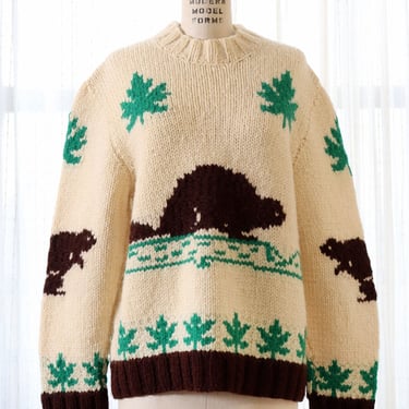 Handknit Beaver Sweater L