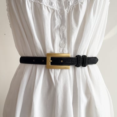 black suede belt 80s 90s vintage skinny leather belt 