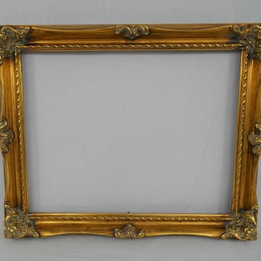 Vintage Empty Wooden Frame - Gold Paint on Wood - No Glass or Back - Made to look like an antique - 11