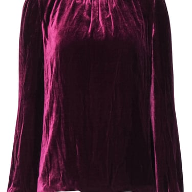 Dolce & Gabbana - Burgundy Velvet Puff Sleeve Blouse Sz 2