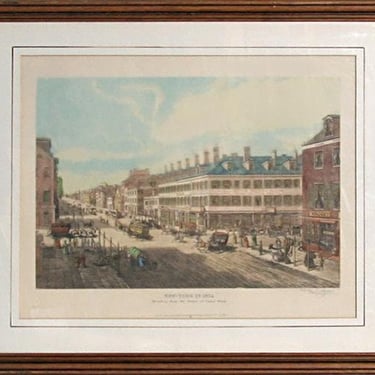 S. Augier, New York in 1834 (Broadway and Canal) (after Thomas Horner), Hand Colored Aquatint Etching 