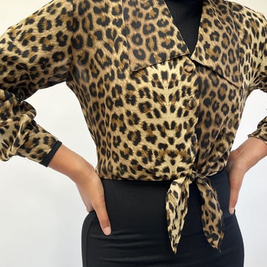 Vintage Leopard Tie Blouse