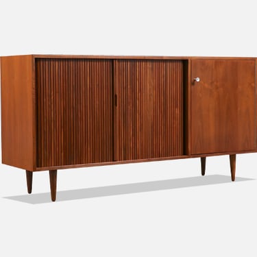 California Modernist Tambour-Door Credenza by Milo Baughman