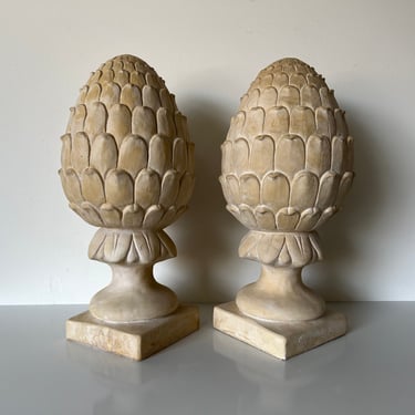 Pair of Vintage Artichoke Plaster Sculptures 