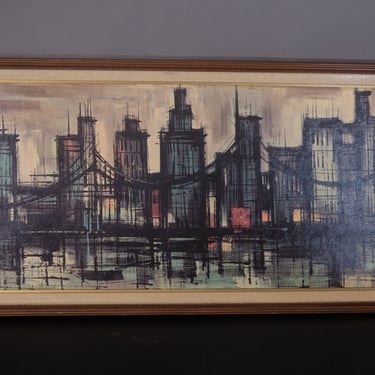 Mid Century Abstract Cityscape Art Print by M. Girard | 42.75