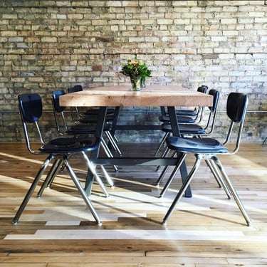 Urban Industrial 2.5" thick farmhouse wood table-your choice of leg style, color, size, top thickness/finish 