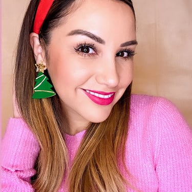 Sample Sale Green Christmas Tree Dangle Earrings
