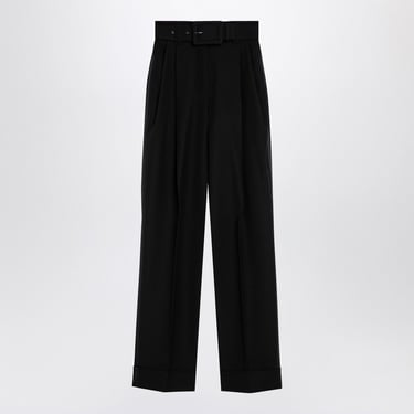 Max Mara Pianoforte Black Grain De Poudre Wool Trousers Women