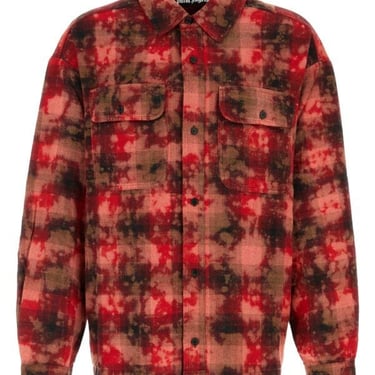 Palm Angels Men Embroidered Flannel Oversize Shirt