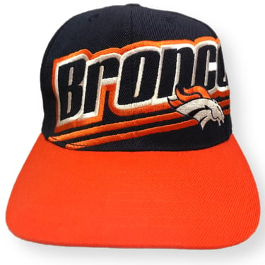 Vintage 90s Denver Broncos Reebok Pro Line Big Logo Spell Out SnapBack Hat Cap 