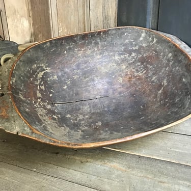 Antique Handcarved Wood Bowl, Rustic Primitive, Trencher, Cheese Trough, Proofing Bowl, Rustic Farm Table, Farmhouse Decor 