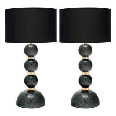 Black Murano Glass ‘Pulegoso’ Lamps