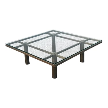 Patina Brass Mid Century “Andre” Coffee Table in Style of Tobia Scarpa for Gavina 