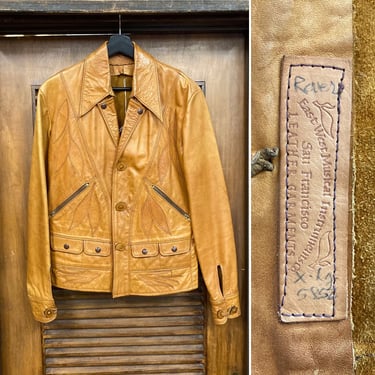 Vintage 1960’s East West Musical Instruments “Rover” Leather Jacket, 60’s Hippie Leather, Vintage Jacket, North Beach, Vintage Clothing 