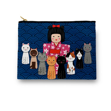 Japanese Cat Lady Cosmetic/ Amenity Bag