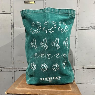 Vintage 90’s Alfalfa's green art canvas Cotton Tote Bag plants flowers cactus wildlife desert outdoors 