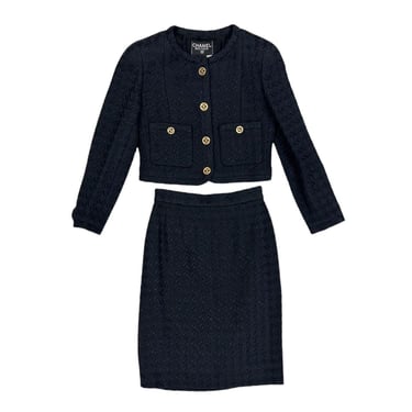Chanel Navy Cropped Skirt Set