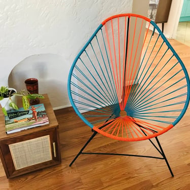 MID CENTURY MODERN Acapulco Chair | Outdoor Chair | Patio Chair | Turquoise | Orange 
