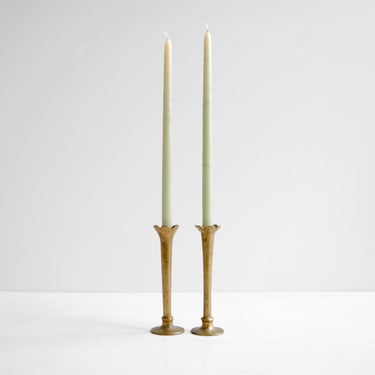 Vintage Etched Brass Candle Holders for Tiny Taper Candles 