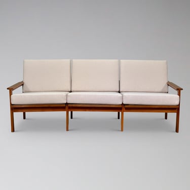 Restored Vintage Danish Teak Sofa by Illum Wikkelsø for Niels Eilersen - Mid Century Modern Scandinavian Furniture 