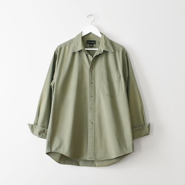 vintage cotton button up shirt, sage green 90s blouse 