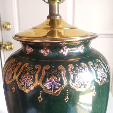 VINTAGE Chinioserie Lamp, Hand Painted Oriental Lamp, Home Decorations 