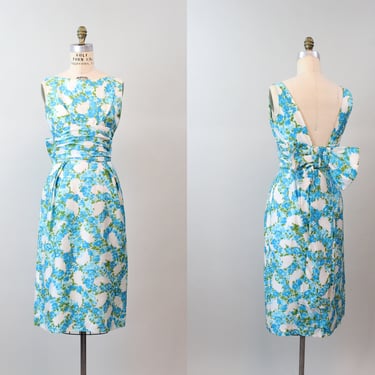1950s SILK bow back sheath dress xs | new spring summer 