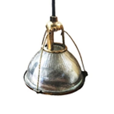 Rare Brass Plated Holophane Industrial Hanging Pendant Light 