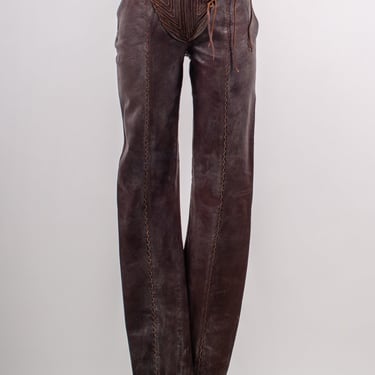 y2k xs asymmetrical leather pants