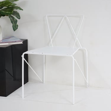 White Perforated Metal Chair 