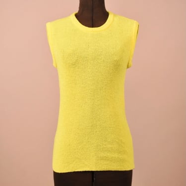 Yellow Textured Knit Tank By Activair, S/M