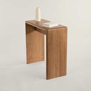 Waterfall Entryway Console Table made of Solid Wood | Modern American Oak Vanity | Contemporary Scandinavian Small Desk | LoHi Console Table 