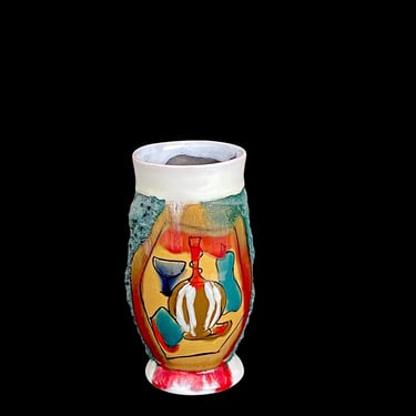 Vintage Mid Century Modern 1960s Italian Pottery Vase FAT LAVA Modern Design like Bitossi Raymor Italy Art Ceramic Handmade 
