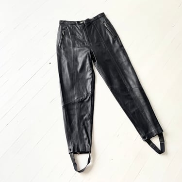 1990s Deadstock Cedars Black Leather Stirrup Pants 