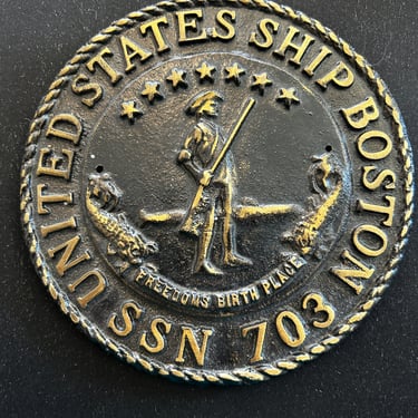 m/f United States Ship Boston SSN 703 Solid Brass Plaque