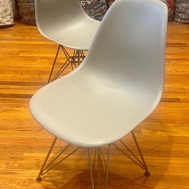 Iconic Pair Molded Plastic Chairs Designed by Charles Eames for Herman Miller