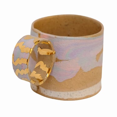 Unique Swirl Stoneware Gold Mug 12 oz 