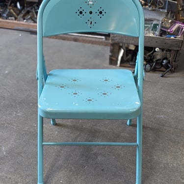 Vintage Teal Metal Folding Chair