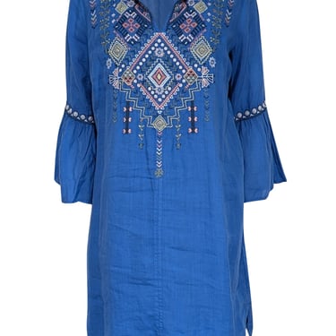 Johnny Was - Blue Embroidered Tunic Dress Sz M