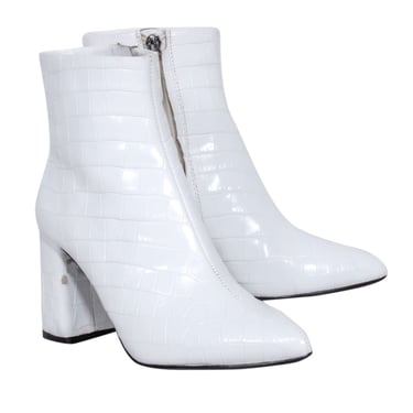 Alice & Olivia - White Faux Croc Textured Short Boots Sz 5