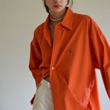 ralph lauren oversized orange cotton mens button down 