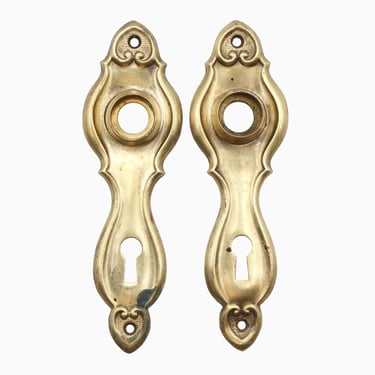 Pair of Traditional 5.625 in. Polished Brass Door Back Plates