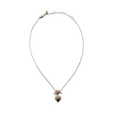 Dior Silver Heart Logo Necklace