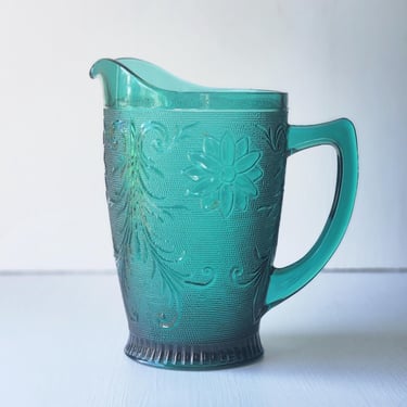 Tiara Indiana Sandwich Glass pitcher in Spruce Green 64 oz 