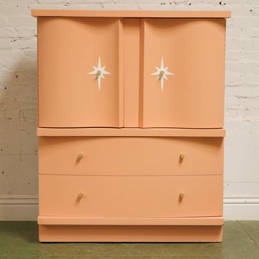 Retro 1950s peaches and cream, high boy Dresser