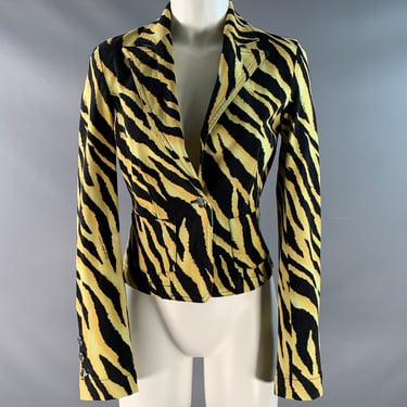 VERSACE JEANS COUTURE Size 8 Black Yellow Cotton Blend Jacket