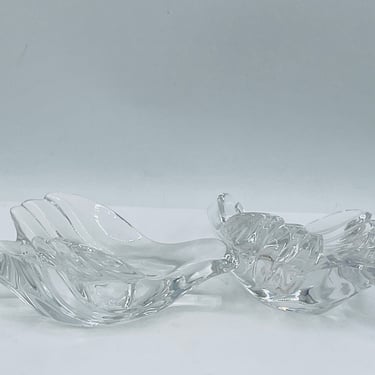 Vintage 2 pc set Crystal Dove Candle Holders By Gorham West Germany 6 1/4