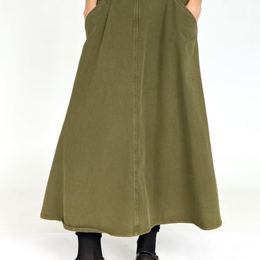 Olive Denim Skirt (M)