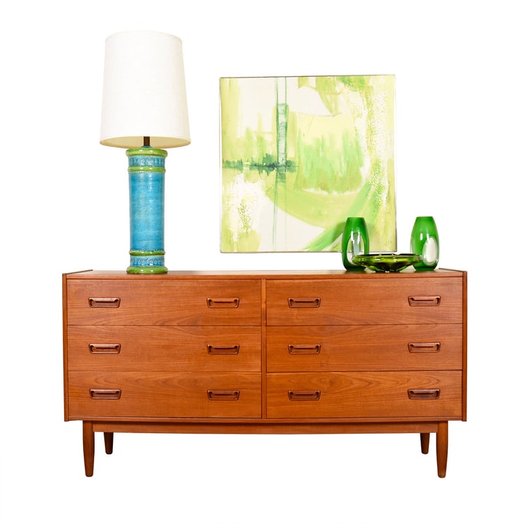 60” Danish Modern 6-Drawer Dresser in Teak