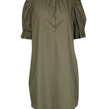 Apiece Apart - Green Cotton Puff Sleeve Mini Dress Sz M